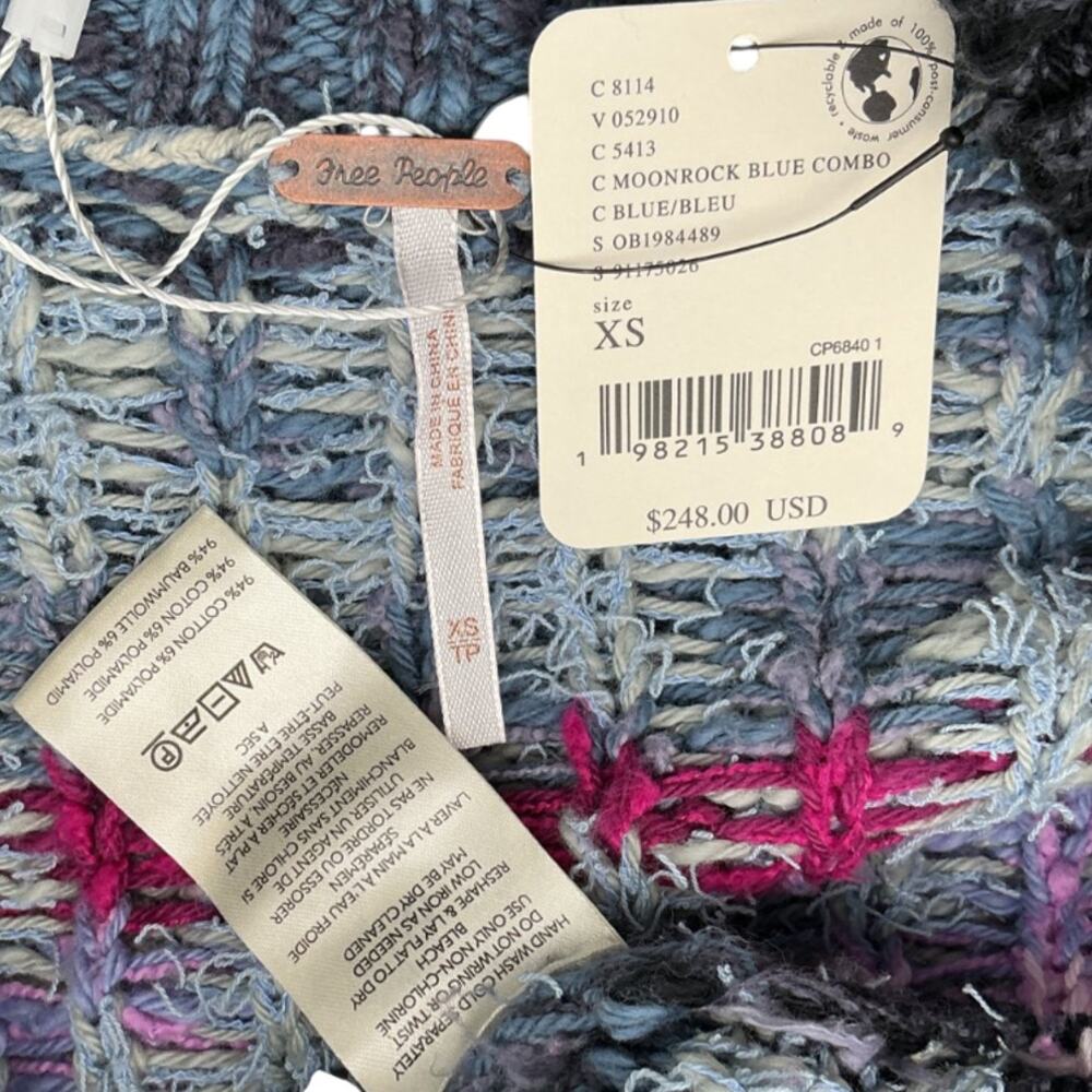 Free People Cozy Multicolor Bluebell Cardigan Size XS - Picture 4 of 4